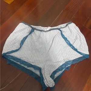 Striped Lace Trim Women's Sleep Shorts